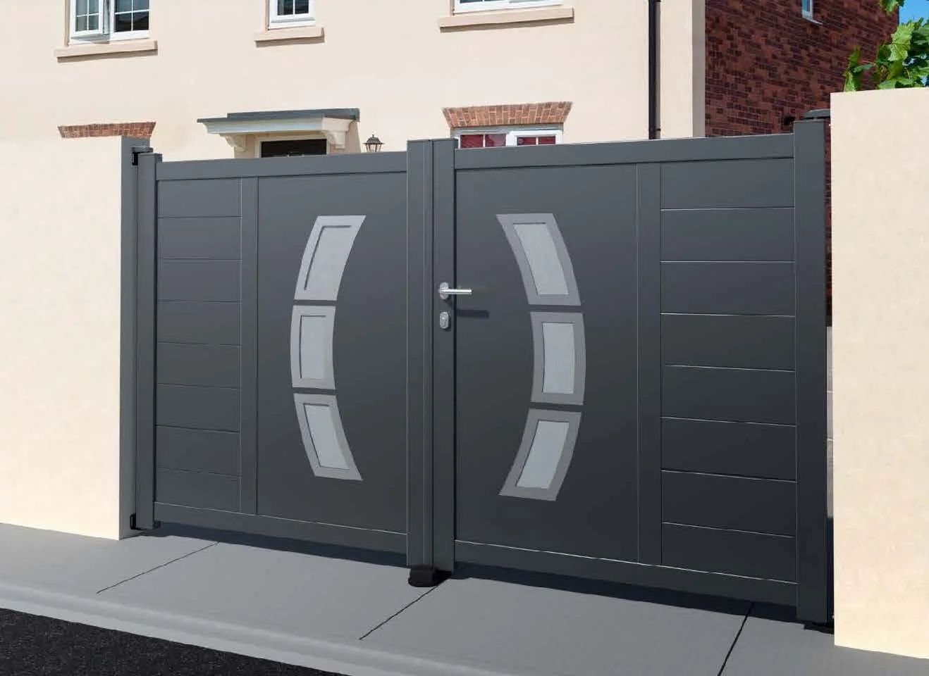 Warwick catalogue design: horizontal panels with curved central inserts