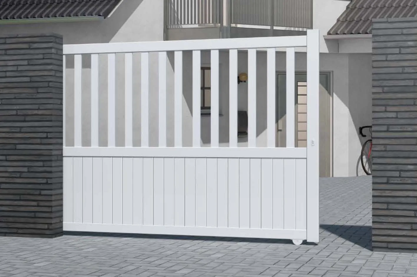 Winchester catalogue design: white vertical bars above solid lower panels